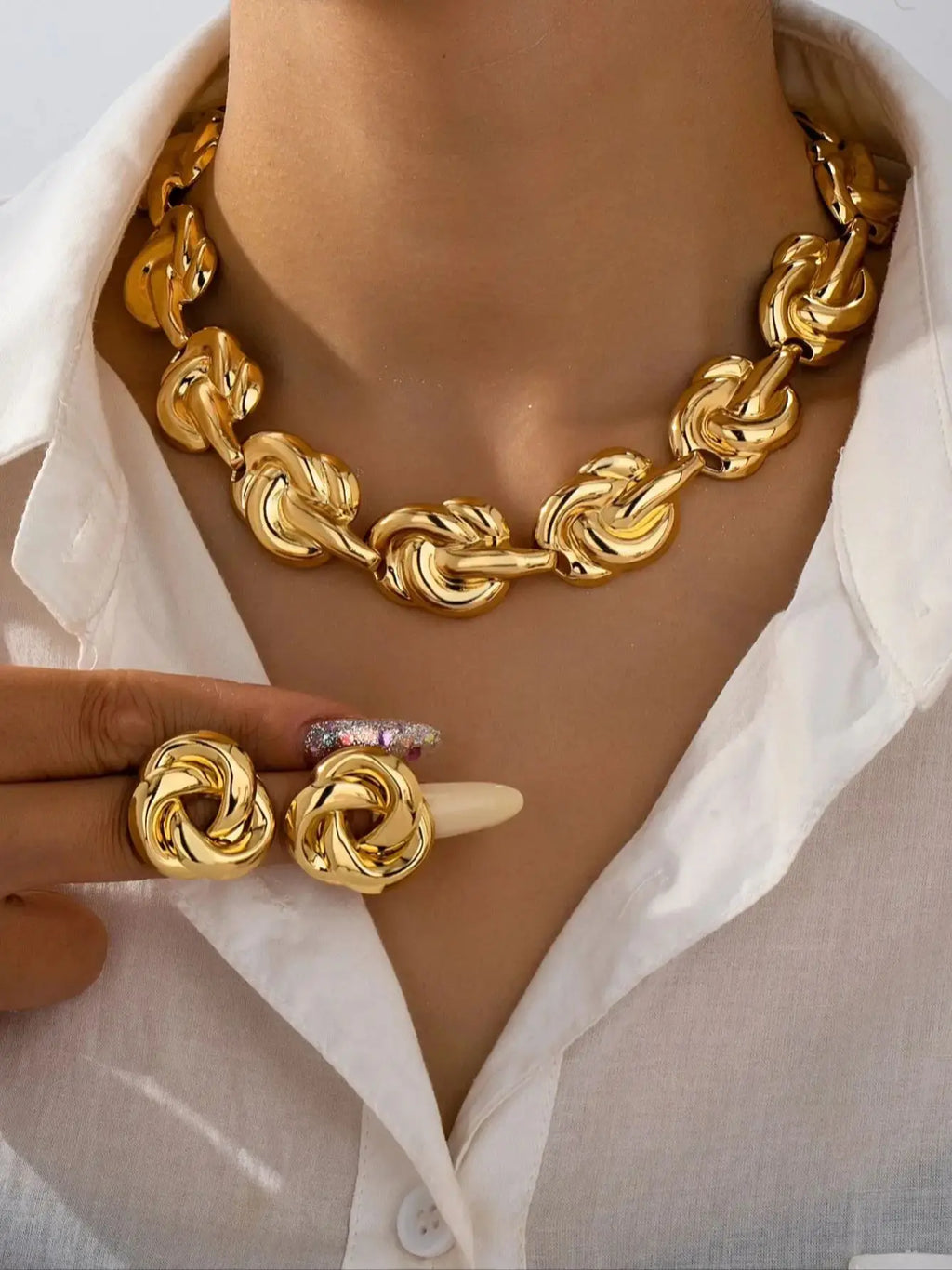Parure de bijoux élégante en métal de luxe pour l'été