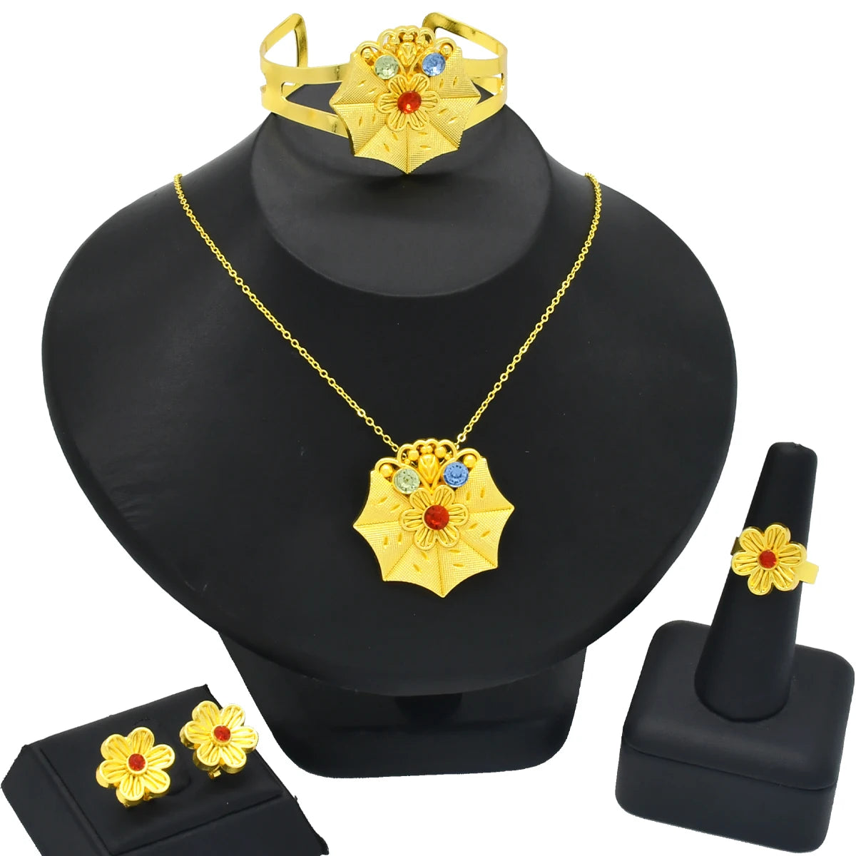 ANIID Nigeria Butterfly Cystal Jewelry Sets For Lady Wedding Ethiopian 24K Gold Color Necklace And Earing Jewellery Dubai Gift