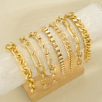 ChooseMey 7Pcs Simple Metal Snake & Twisted Link Chain Bracelet Set