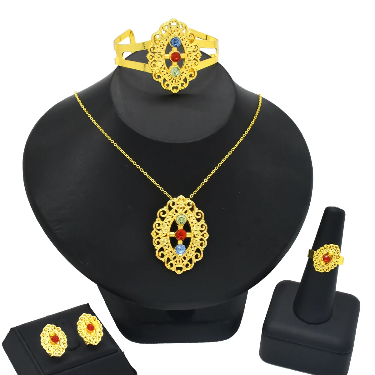ANIID Nigeria Butterfly Cystal Jewelry Sets For Lady Wedding Ethiopian 24K Gold Color Necklace And Earing Jewellery Dubai Gift