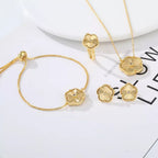 Parure de bijoux 4 pièces double face fleur de prunier zircon nouvelle plante chaude fleur à cinq feuilles de trèfle de haute qualité pour femmes
