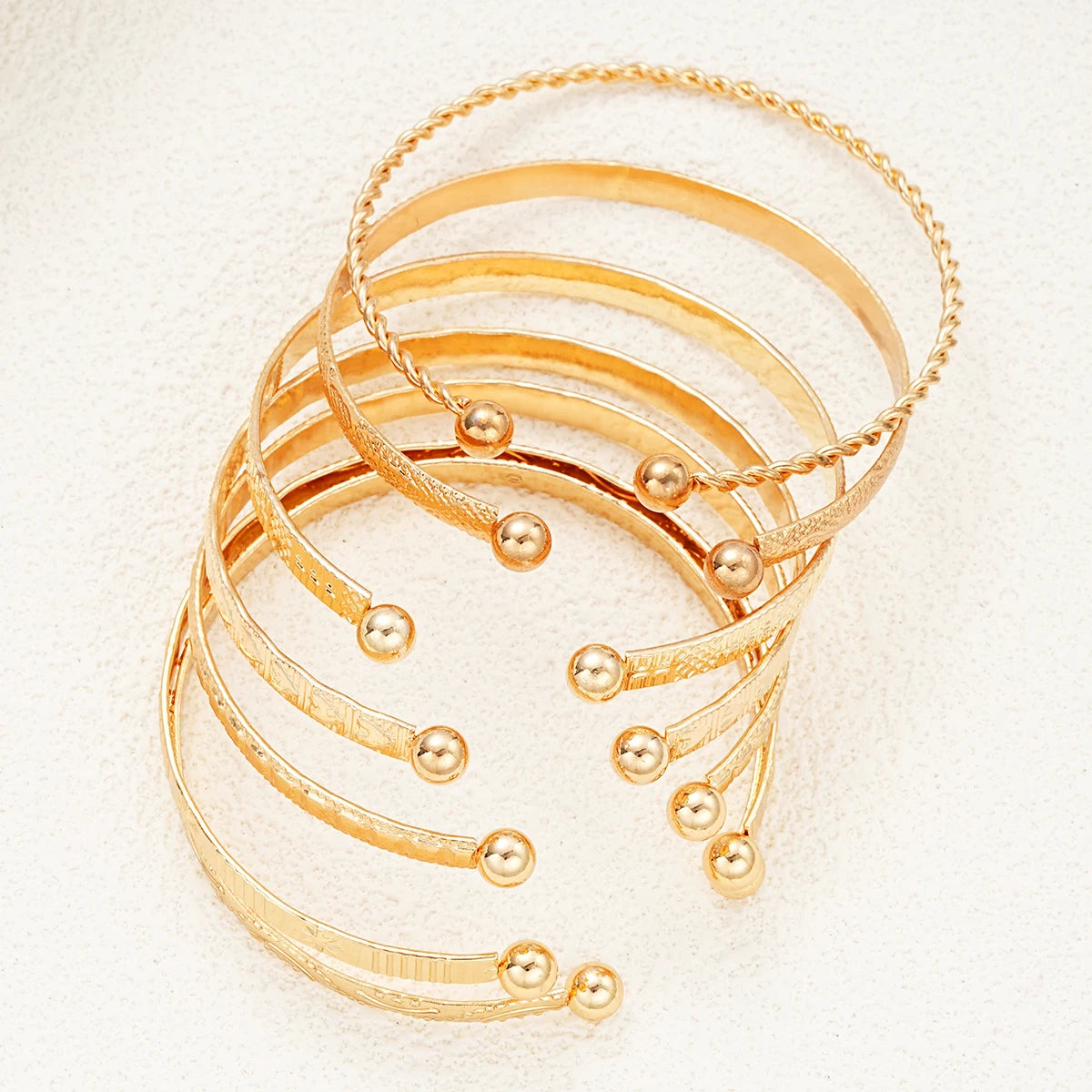 Punk Heart Open Bangle Bracelet Set