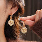 Boucles d'oreilles pendantes rondes Méduse en bijoux fantaisie, accessoire tendance pour femme pour les fêtes et le quotidien