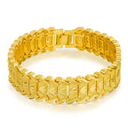 Retro European Coin Gold-Plated Wide Watch Chain Bracelet