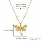EILIECK Ensemble Collier Boucles d'Oreilles Libellule en Acier Inoxydable 316L avec Strass et Perles pour Femme, Cadeau Tendance, Bijoux de Luxe Étanche