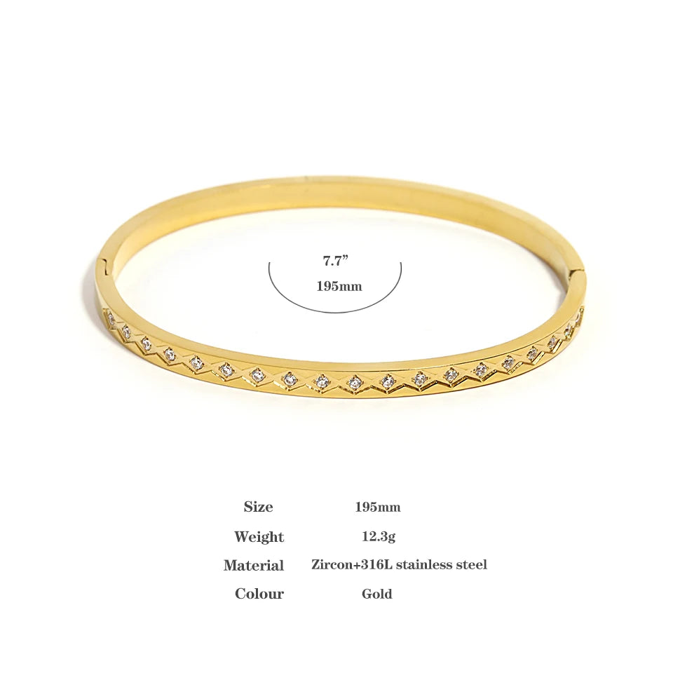 Jonc tendance en acier inoxydable 316L plaqué or et oxyde de zirconium
