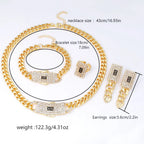 GZJPEI Chaîne Monaco Plaqué Or 18 carats Bijoux Set Chaîne Cubaine Collier Bracelet Haute Qualité Nouveauté 2025 Pour Cadeau Mariage Nuptial