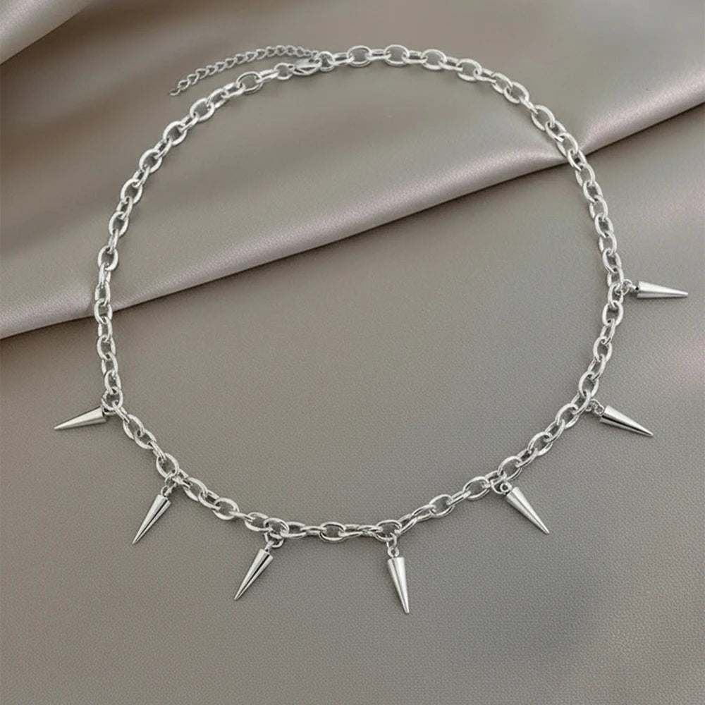 Stainless Steel Punk Aesthetic Necklace Male Cool Hip Hop Female Rivet Pendant Necklace Gothic Jewelry Gift Street Collocation