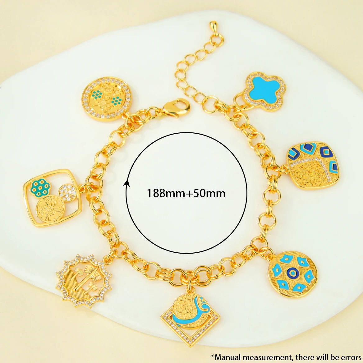 Arabic Fashion Italian Gold Plated Charm Bracelet