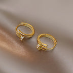 Boucles d'oreilles créoles rondes en cristal brillant et charmantes pour femmes, boucles d'oreilles minimalistes en forme de clou, bijoux tendance or/argent