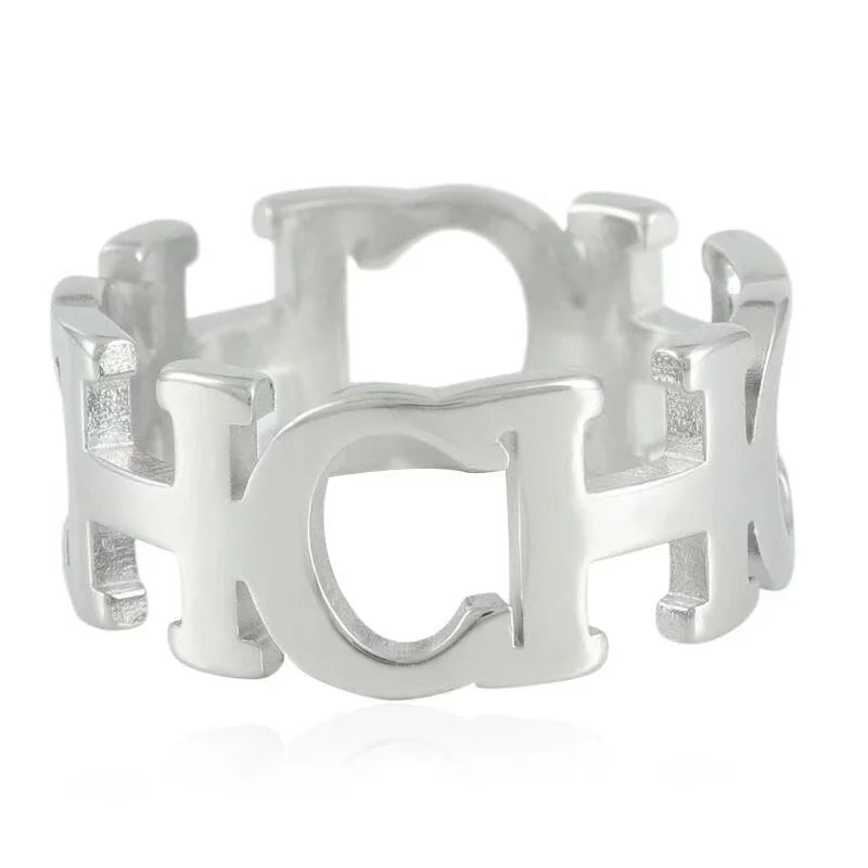 Hollow Love Heart Never-Fade Titanium Stainless Steel Ring
