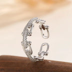 Micro-set zirconia link chain ring for women, exuding a cool and sophisticated vibe, designed for the index finger.