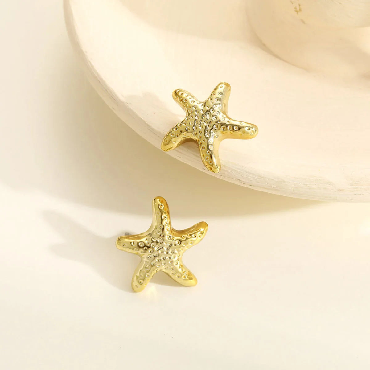 Geometric Starfish Gold & Silver Color Stud Earrings, 2 Pcs/Set
