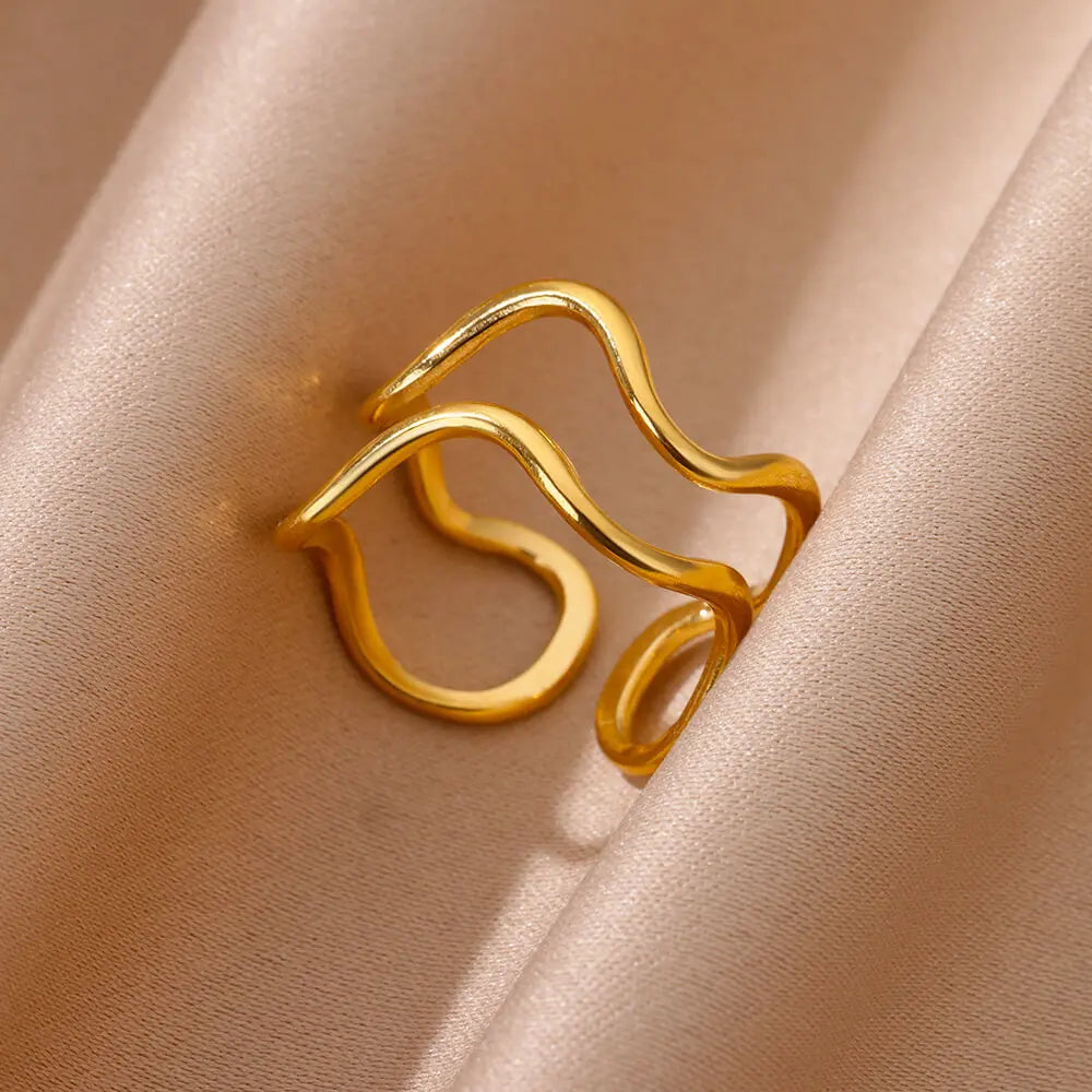 Stainless Steel Chunky Wide Geometric Open Ring
