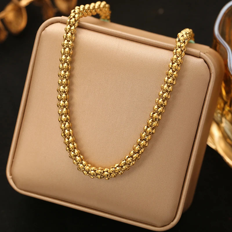 EILIECK 316L Stainless Steel Metal Long Layered Chain Necklace For Women Fashion Collar Neck Chain Waterproof Jewelry Lady Gift