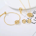 Parure de bijoux 4 pièces double face fleur de prunier zircon nouvelle plante chaude fleur à cinq feuilles de trèfle de haute qualité pour femmes