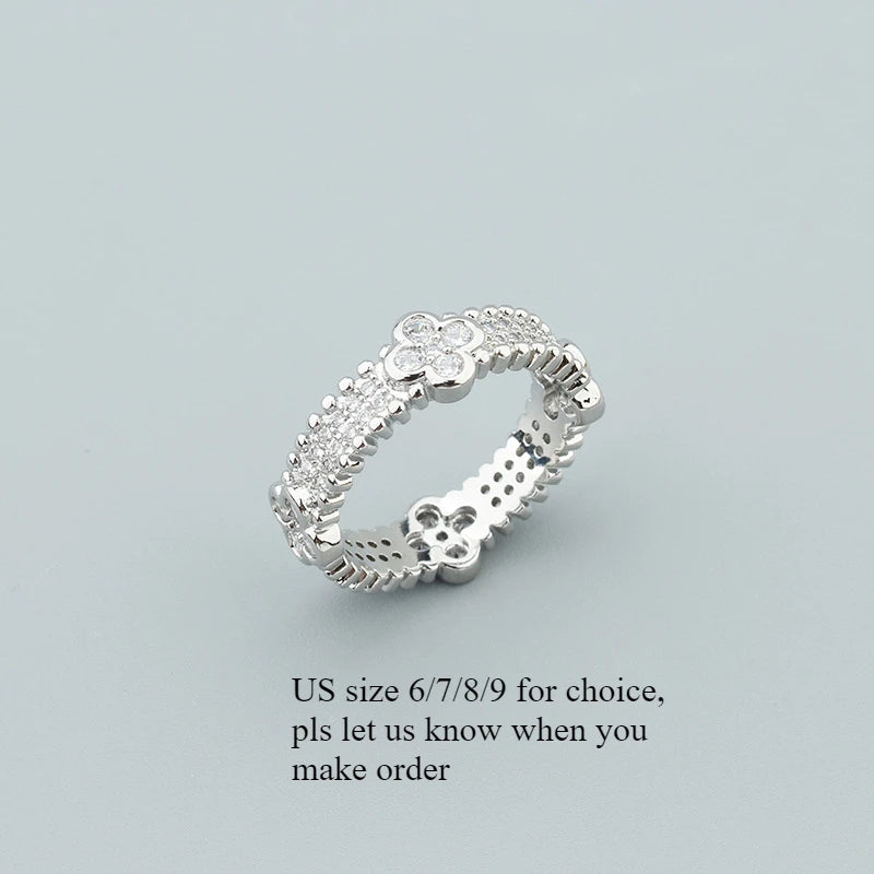 Fashion Luxury Lucky Geometry Cubic Ziron Engagement Bridal Bracelet Finger Ring copper Classic Lady Gift