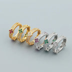 Fashion Luxury Lucky Geometry Cubic Ziron Engagement Bridal Bracelet Finger Ring copper Classic Lady Gift