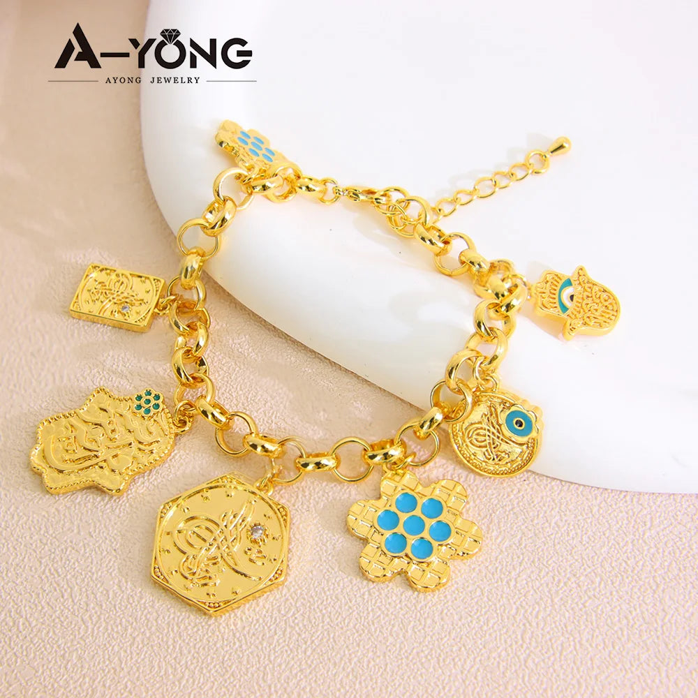 Fashion Arabic Dubai Gold-Color Charm Bracelet