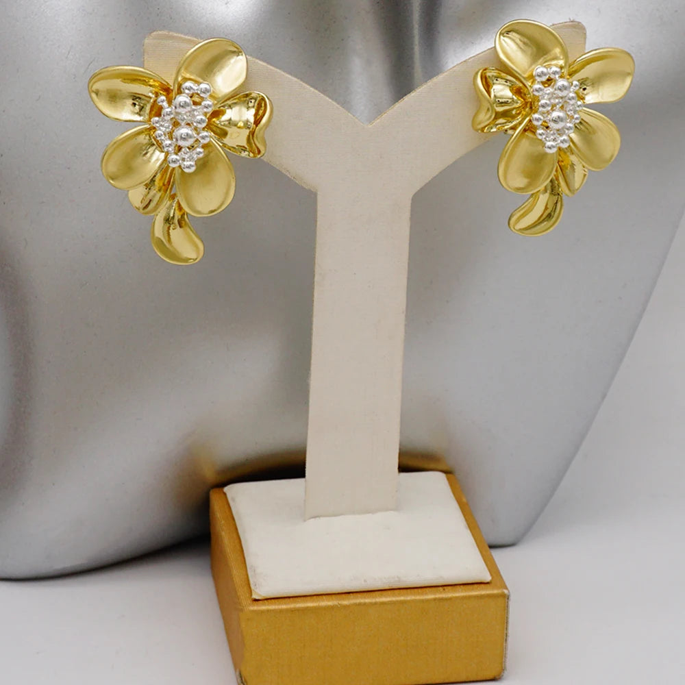 Brazilian Gold Flower Dubai Jewelry Set