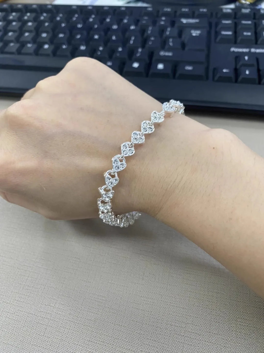 Luxury Roman Crystal Geometric Rhinestone Chain Charm Bangle