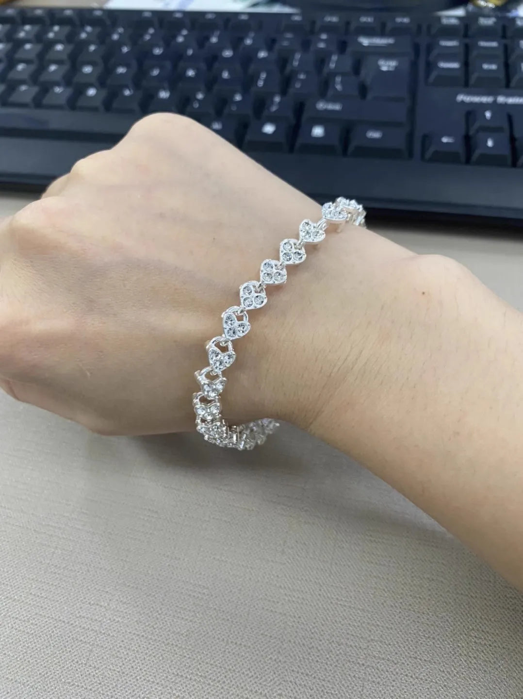 Luxury Roman Crystal Geometric Rhinestone Chain Charm Bangle