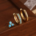 6-Piece Fashion Blue Turquoise & Shiny Zircon Hoop Earring Set
