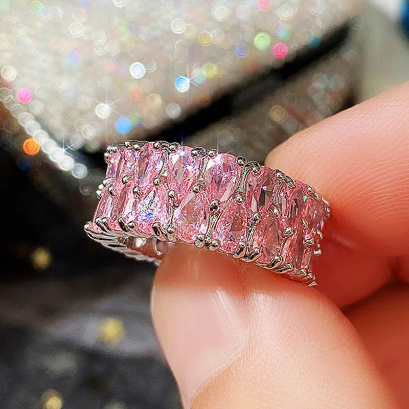 ChooseMe Square CZ Paved Austrian Zircon Engagement Ring