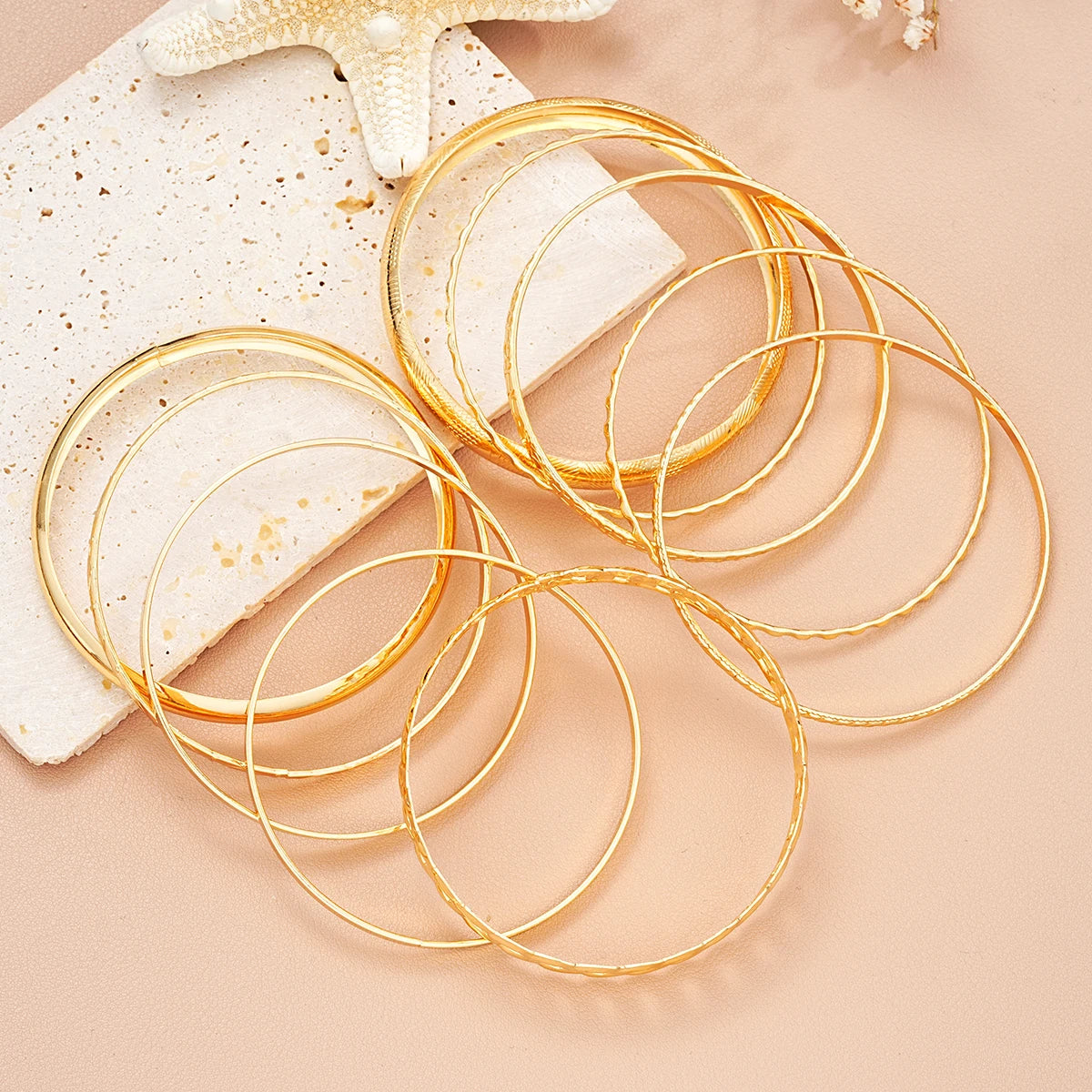 10 Pcs Trendy Multilayer Twisted Bangle Set