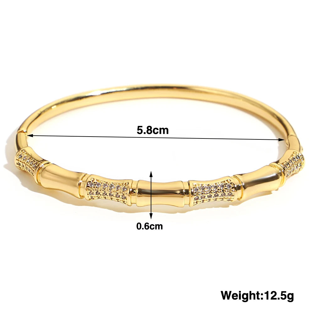 Trendy Gold-Plated 316L Stainless Steel Cubic Zirconia Bangle