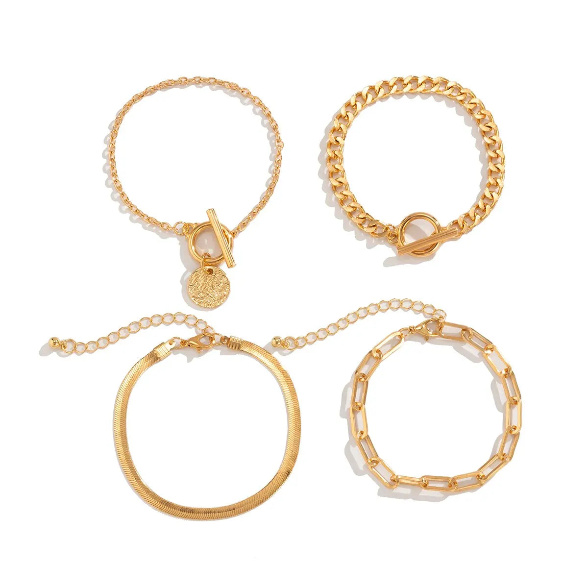 ChooseMe Link & Snake Chain Coin Pendant OT Buckle Bracelet