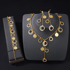 Parure de collier de luxe plaqué or de Dubaï, couleur or 21 carats, pendentifs italiens à pampilles, colliers ras du cou, bijoux de mariage pour femmes musulmanes saoudiennes