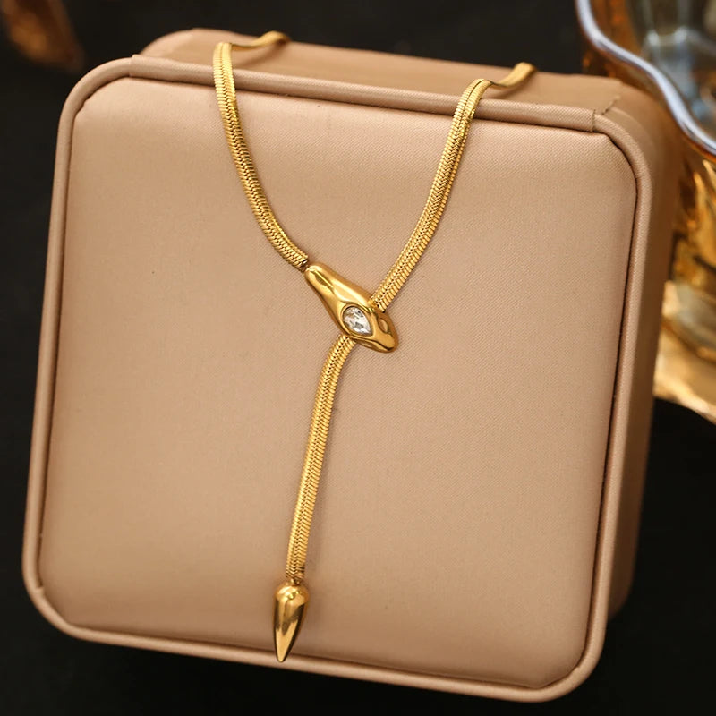 EILIECK 316L Stainless Steel Metal Long Layered Chain Necklace For Women Fashion Collar Neck Chain Waterproof Jewelry Lady Gift