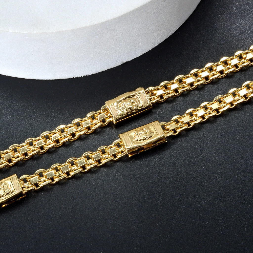 ChooseMe Dubai Hip Hop 18K Gold-Plated Link Chain Choker & Bracelet Set