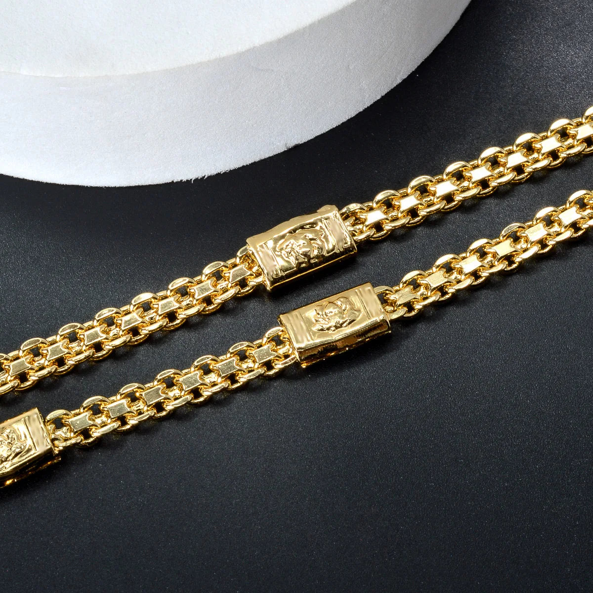 ChooseMe Dubai Hip Hop 18K Gold-Plated Link Chain Choker & Bracelet Set