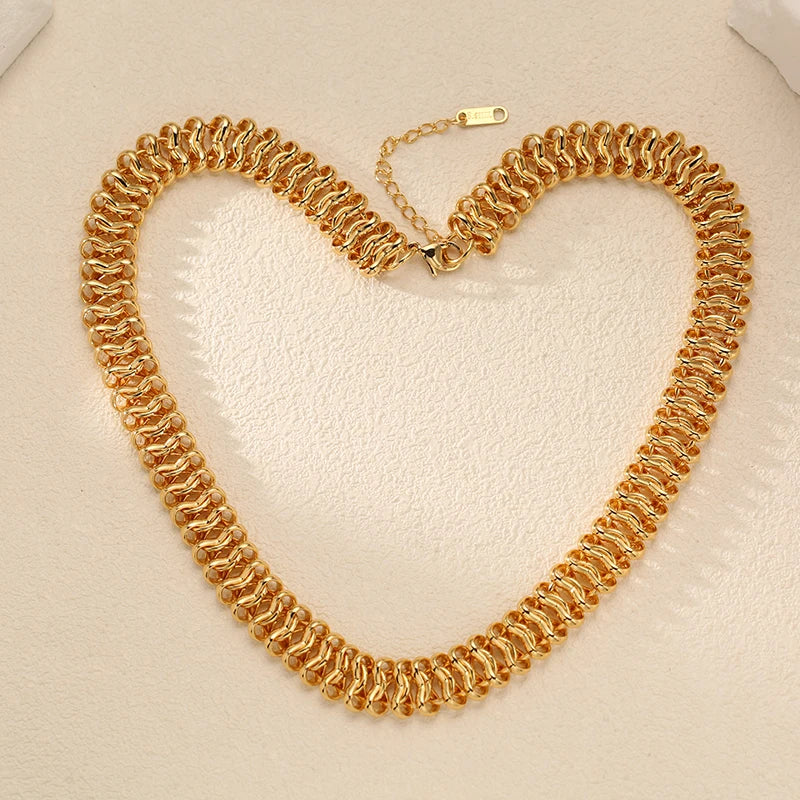 EILIECK 316L Stainless Steel Waterproof Oval Necklace For Women 18K Gold PVD Plated Coarse Collar Neck Chain Jewelry Lady Gift