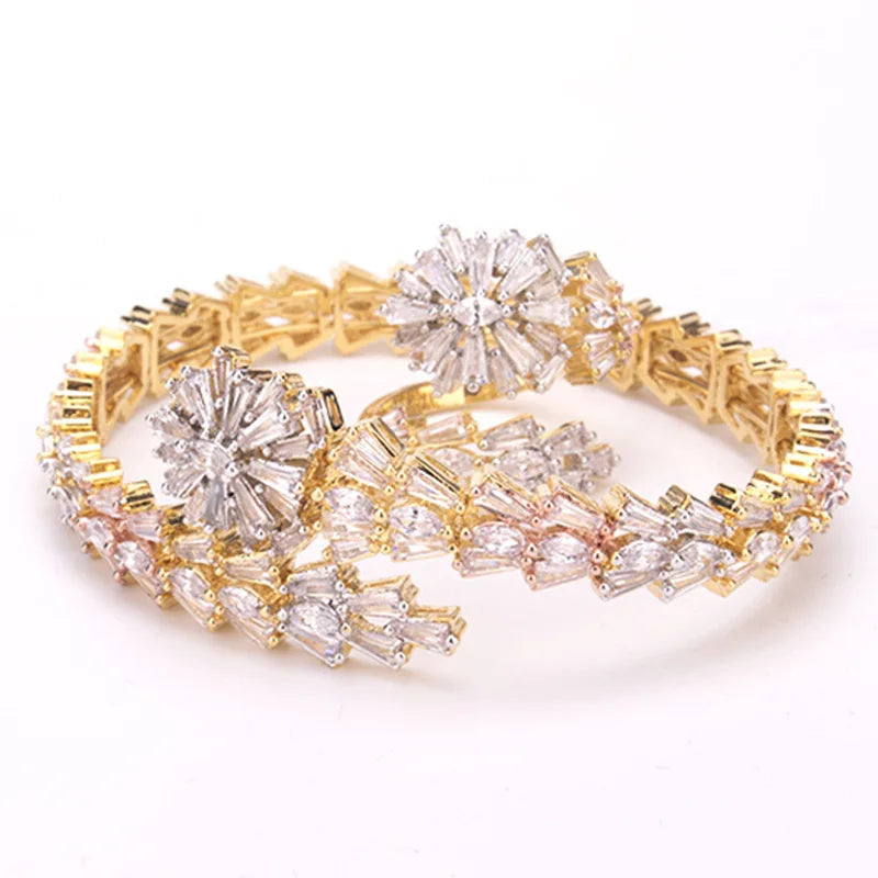 Fashion Luxury Geometry Cubic Ziron Classic Bracelets Engagement Bridal Finger Rings Jewelry copper Lady Gift
