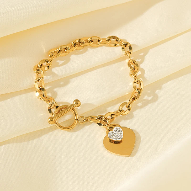 EILIECK 316L Stainless Steel Gold Color Starfish Moon Star Charm Bracelet For Women New Trendy Wrist Chain Jewelry Gift Party