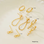 4 Pièces Boucles d'oreilles plaqué or avec zircon pour femmes, ensemble de bijoux fantaisie en cuivre pour cartilage, piercing, cadeau pour fête et usage quotidien