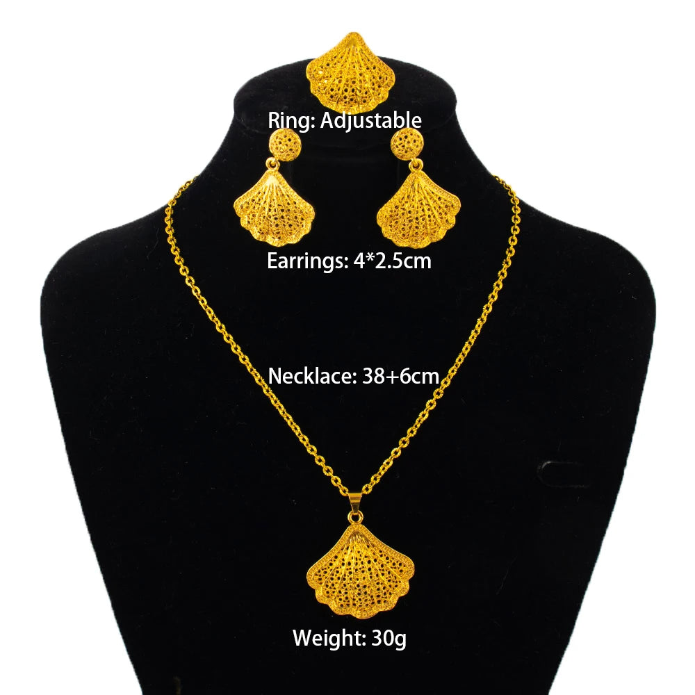dubai 18k gold color jewelry set for woman wedding party necklace earrings sets indian jewelry set free shipping Wholesale