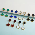 High Quality Hot Selling New Design Shell Acrylic Women's Stainless Steel Five Leaf Flower Jewelry Set That Does Not Fade Clover