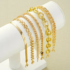 Simple Chunky Twisted Cuban Chain Metal Bracelet Set, 6 Pcs/Set