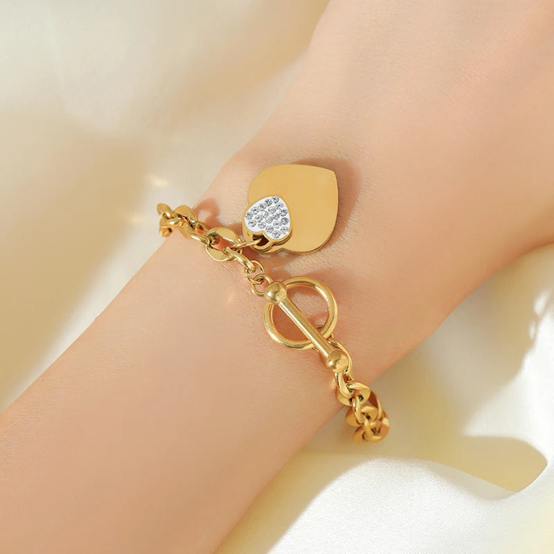 EILIECK 316L Acier inoxydable Couleur or Étoile de mer Lune Étoile Breloque Bracelet Pour Femme Nouvelle Chaîne de poignet tendance Bijou Cadeau Fête