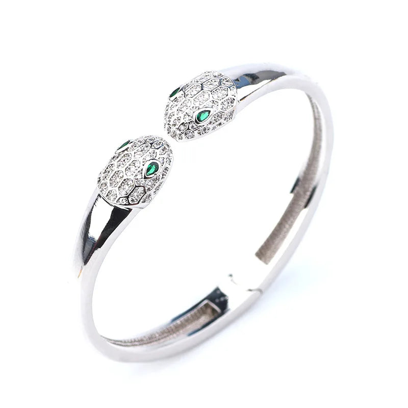 Luxurious Copper Zircon Bracelet Women Crystal Choker Statement Ring Lady Jewelry Jewelry Gift