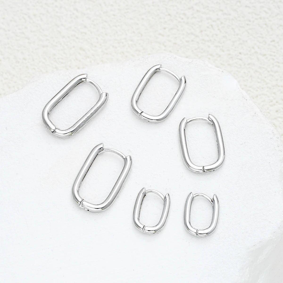 Minimalist Geometric Copper Metal Hoop Earrings Set, 6 Pcs/Set
