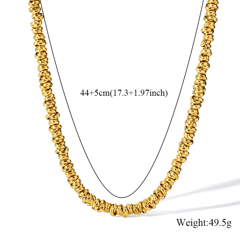 EILIECK 316L Stainless Steel Metal Gold Color Chain Necklace Bracelet Set For Women Fashion Punk Waterproof Jewelry Lady Gift