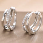 Gold Zircon Geometric Hoop Earrings