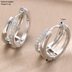Gold Zircon Geometric Hoop Earrings