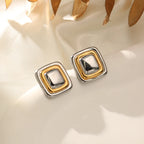 EILIECK 316L Stainless Steel Metal Two-Color Geometric Stud Earrings For Women Trendy High-Quality Waterproof Earring Jewelry