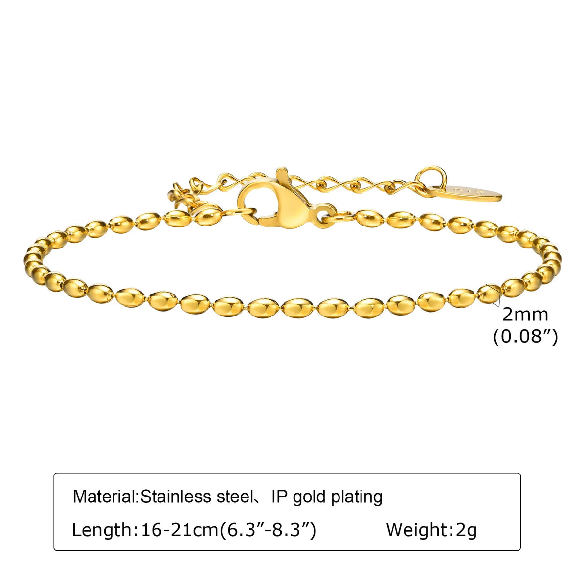 Non-Tarnish Gold Plated Thin Herringbone Bracelet